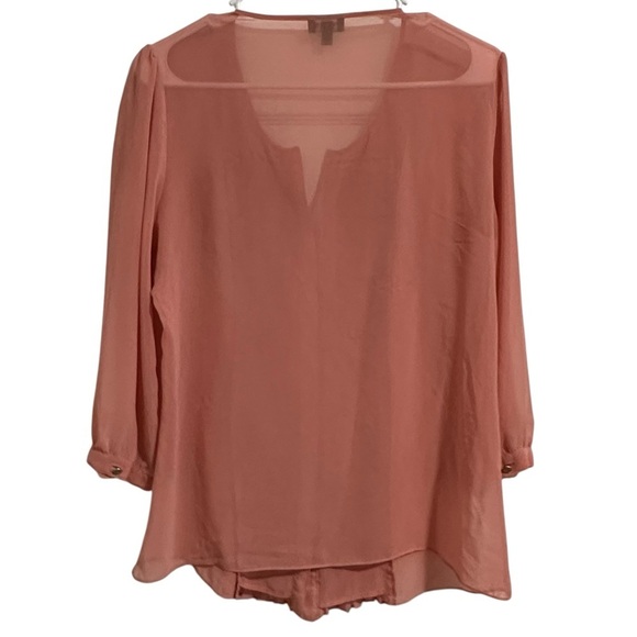 Talbots Sheer Pink Mauve Blouse Top 8 - Picture 5 of 6